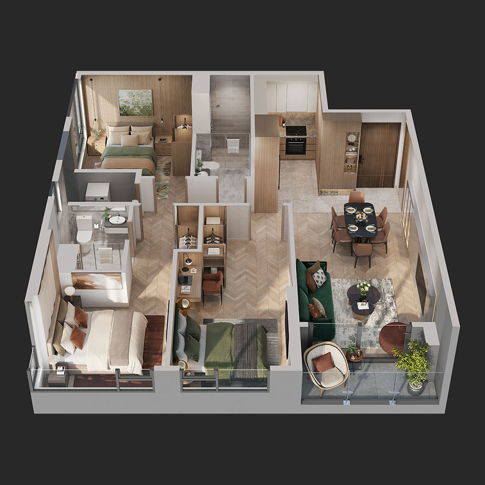 Bóc Mái căn hộ 3PN Feliz