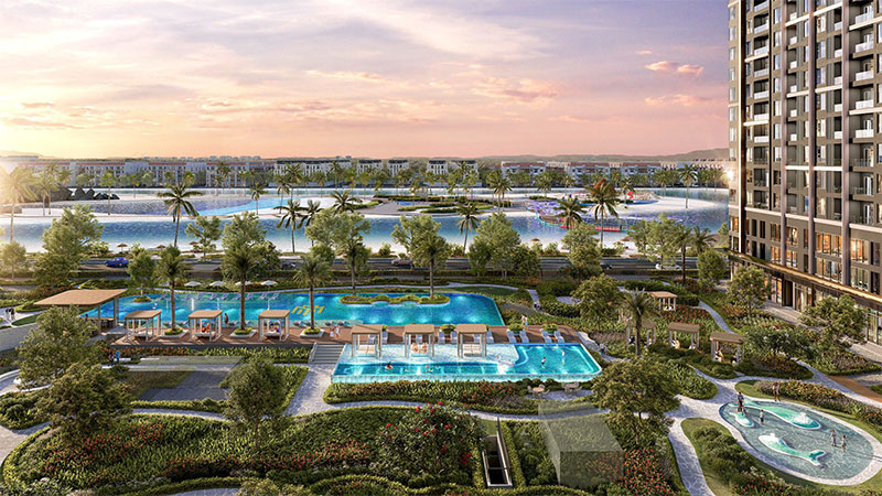 Toàn cảnh bể bơi The Wave Masteri Grand Coast