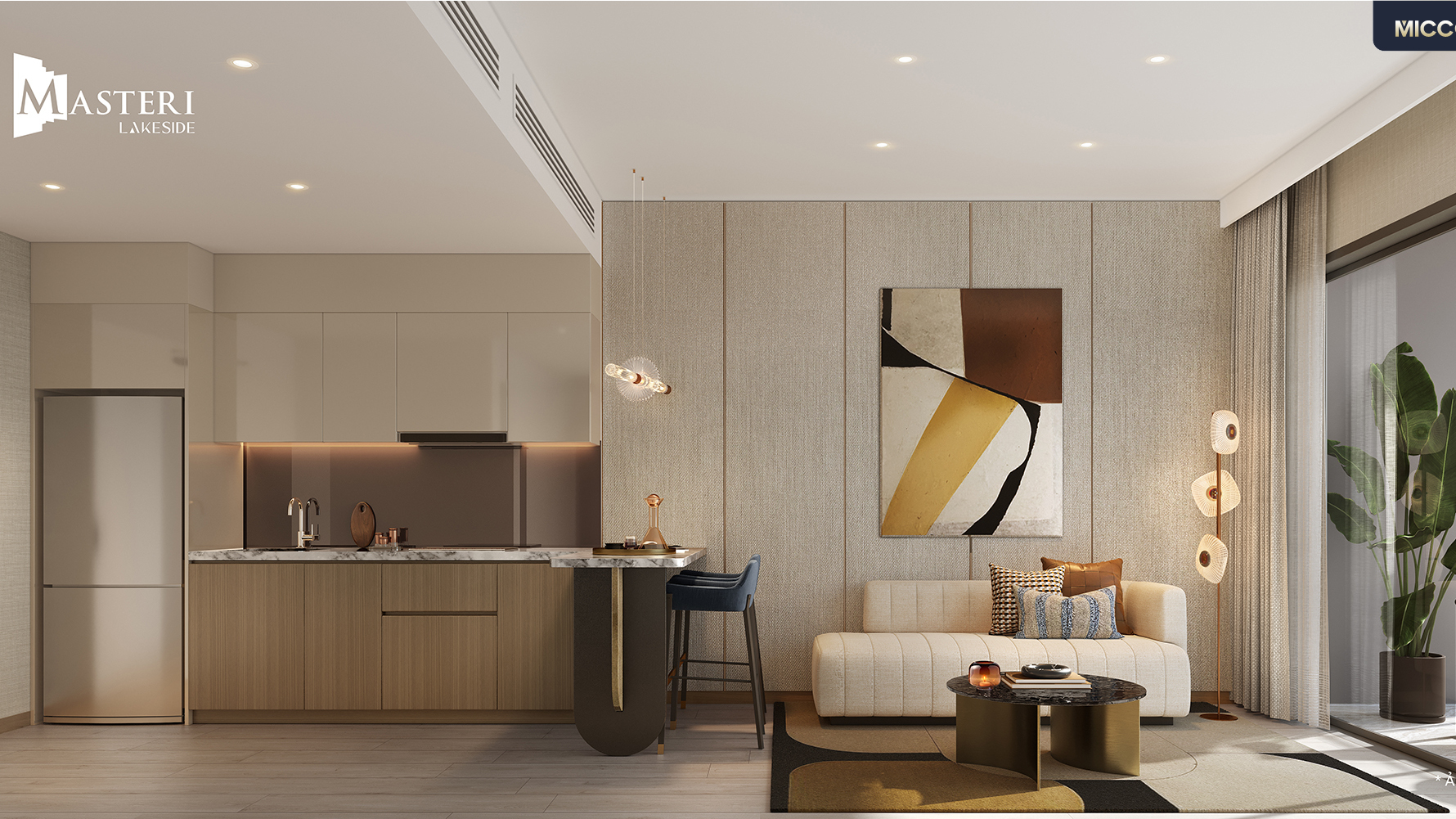 Căn hộ 1 Phòng ngủ - Phối cảnh phòng khách